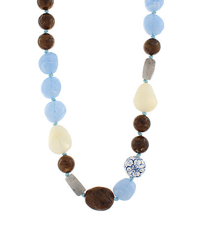 Marble Stone & Ceramic Ball Necklace