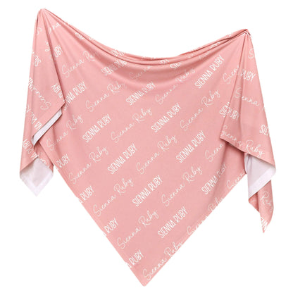 Personalized Baby Name Swaddle Blanket - Peach