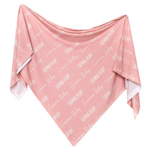 Personalized Baby Name Swaddle Blanket - Peach