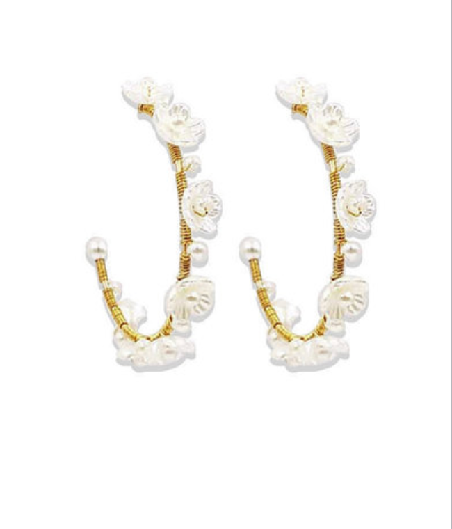 Floral Detailed Hoops