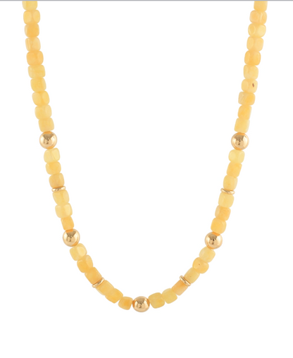 Cube Marble Stone & CCB Ball Necklace