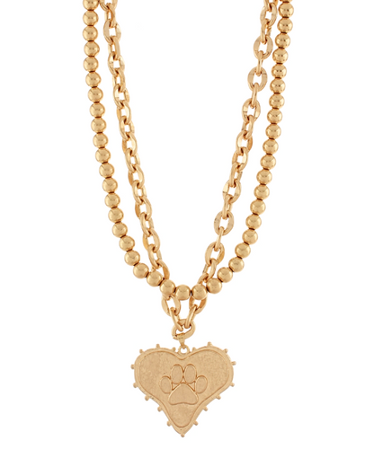 Gameday Layered Football Heart Necklace