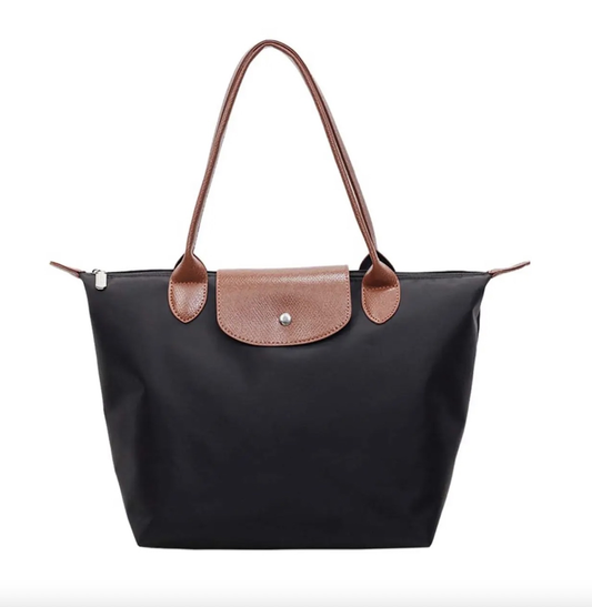 Ladies Color Block Nylon Shoulder Tote Bag