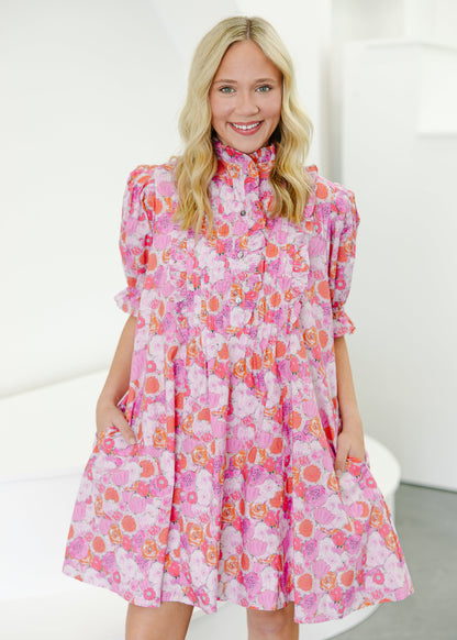 Hazel Ruffle Detail Floral Mini Dress