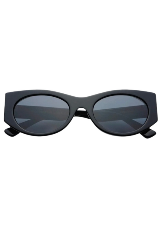 Layla Acetate Oval Sunglasses- Black