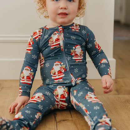 Bamboo Zip-Up Footie Pajama - Santa Claus