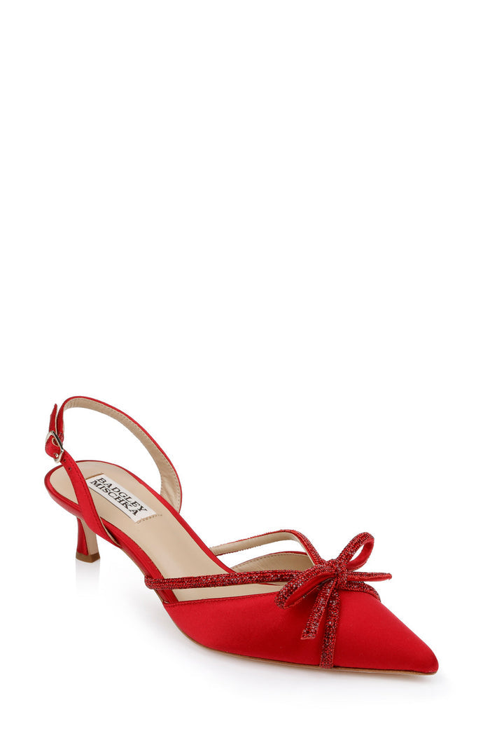 Red | Angelina Slingback Kitten Heels Front Side