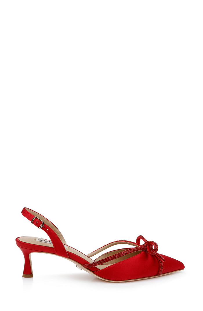 Red | Angelina Slingback Kitten Heels Side