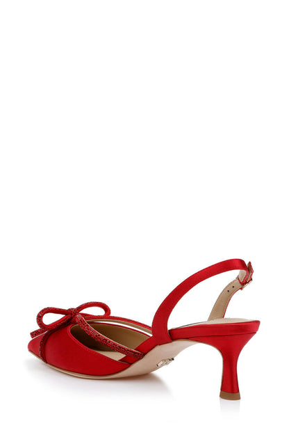 Red | Angelina Slingback Kitten Heels Back Side
