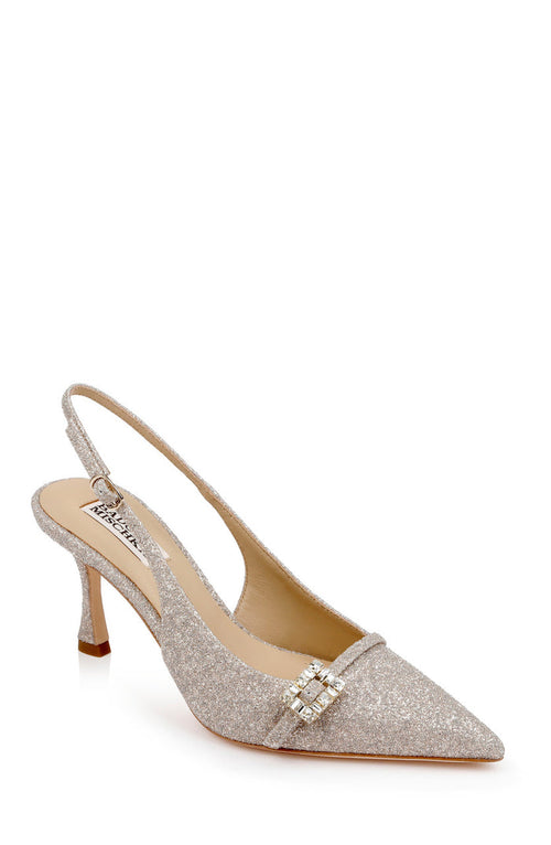 Champagne | Annmarie Jeweled Slingback Stiletto Pumps