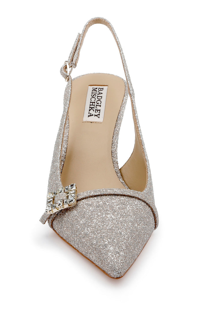 Champagne | Annmarie Jeweled Slingback Stiletto Pumps