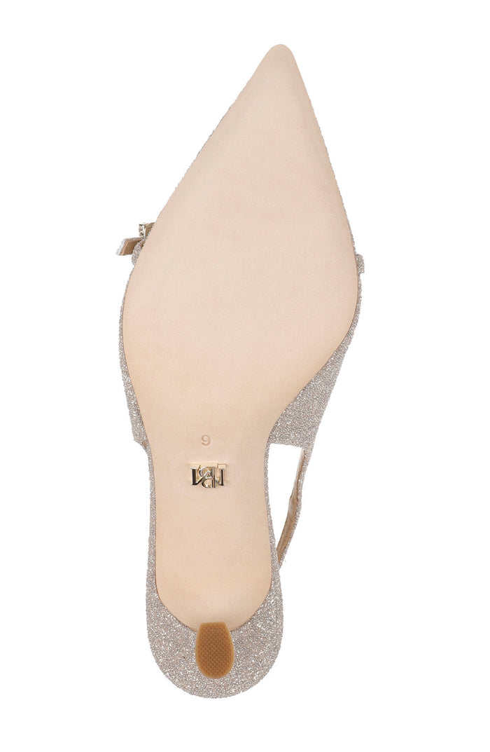 Champagne | Annmarie Jeweled Slingback Stiletto Pumps