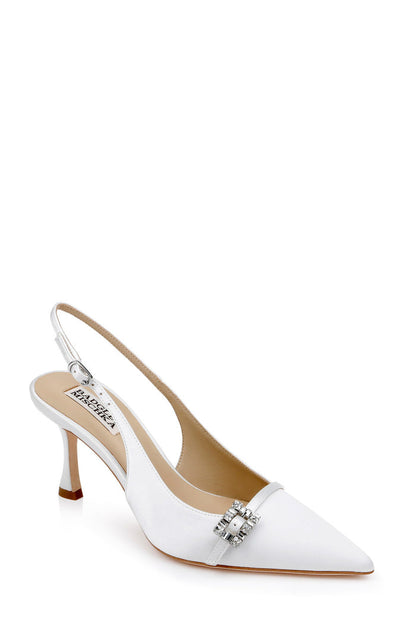 White | Annmarie Jeweled Slingback Stiletto Pumps