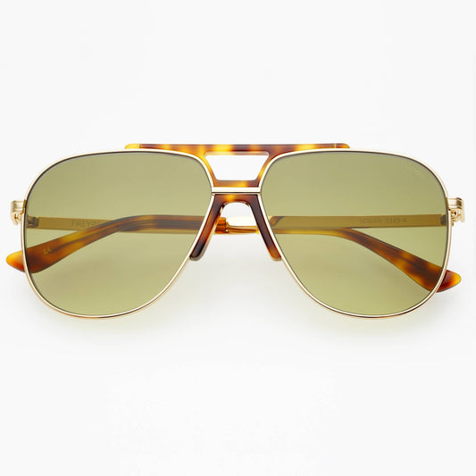Logan Acetate Aviator Sunglasses - Gold | Fade Green
