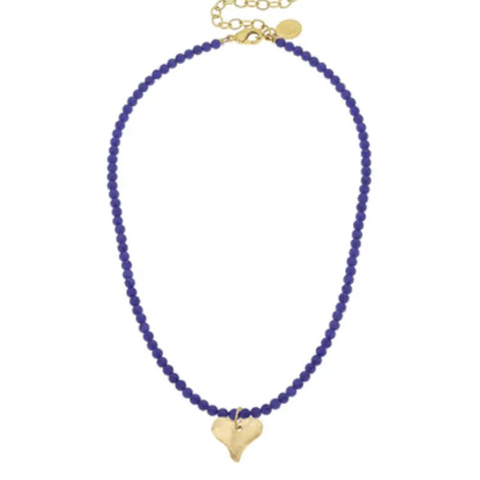 Gold Heart On Beaded Necklace