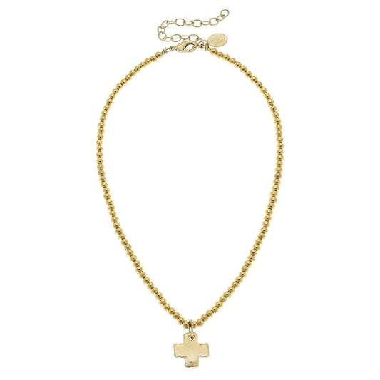 Gold Cross Beaded Necklace