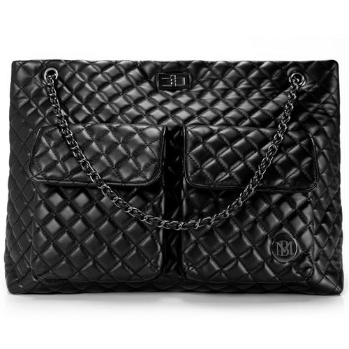 Black | Diana Vegan Leather Tote Weekender Travel Bag