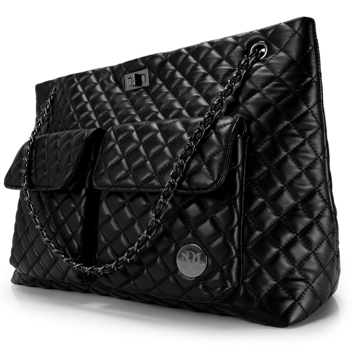 Black | Diana Vegan Leather Tote Weekender Travel Bag