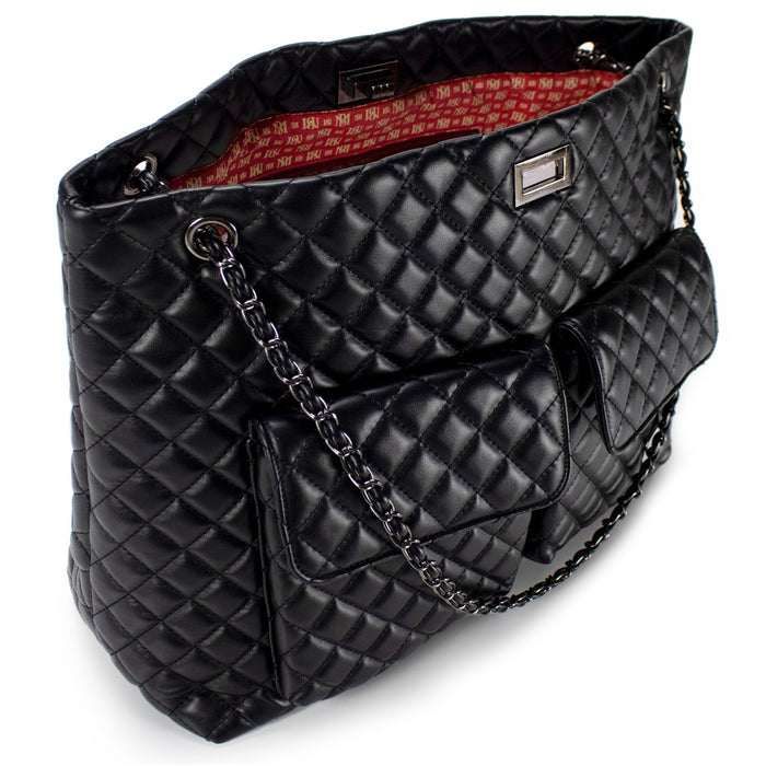 Black | Diana Vegan Leather Tote Weekender Travel Bag