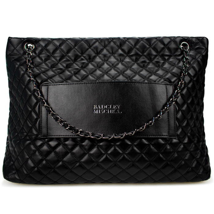 Black | Diana Vegan Leather Tote Weekender Travel Bag