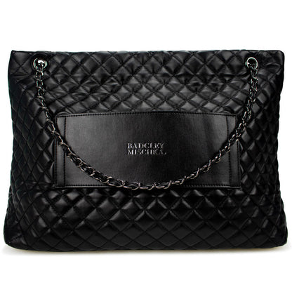 Black | Diana Vegan Leather Tote Weekender Travel Bag