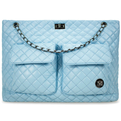 Light Blue | Diana Vegan Leather Tote Weekender Travel Bag