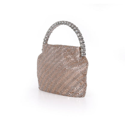 Gold | Stripe Metal Mesh And Crystal Halfmoon H Side