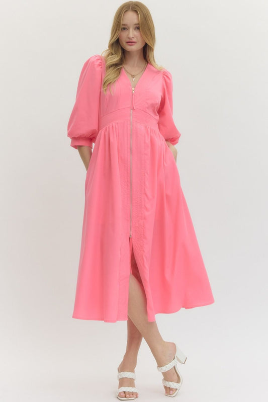 Charlotte Zip-Front Midi Dress