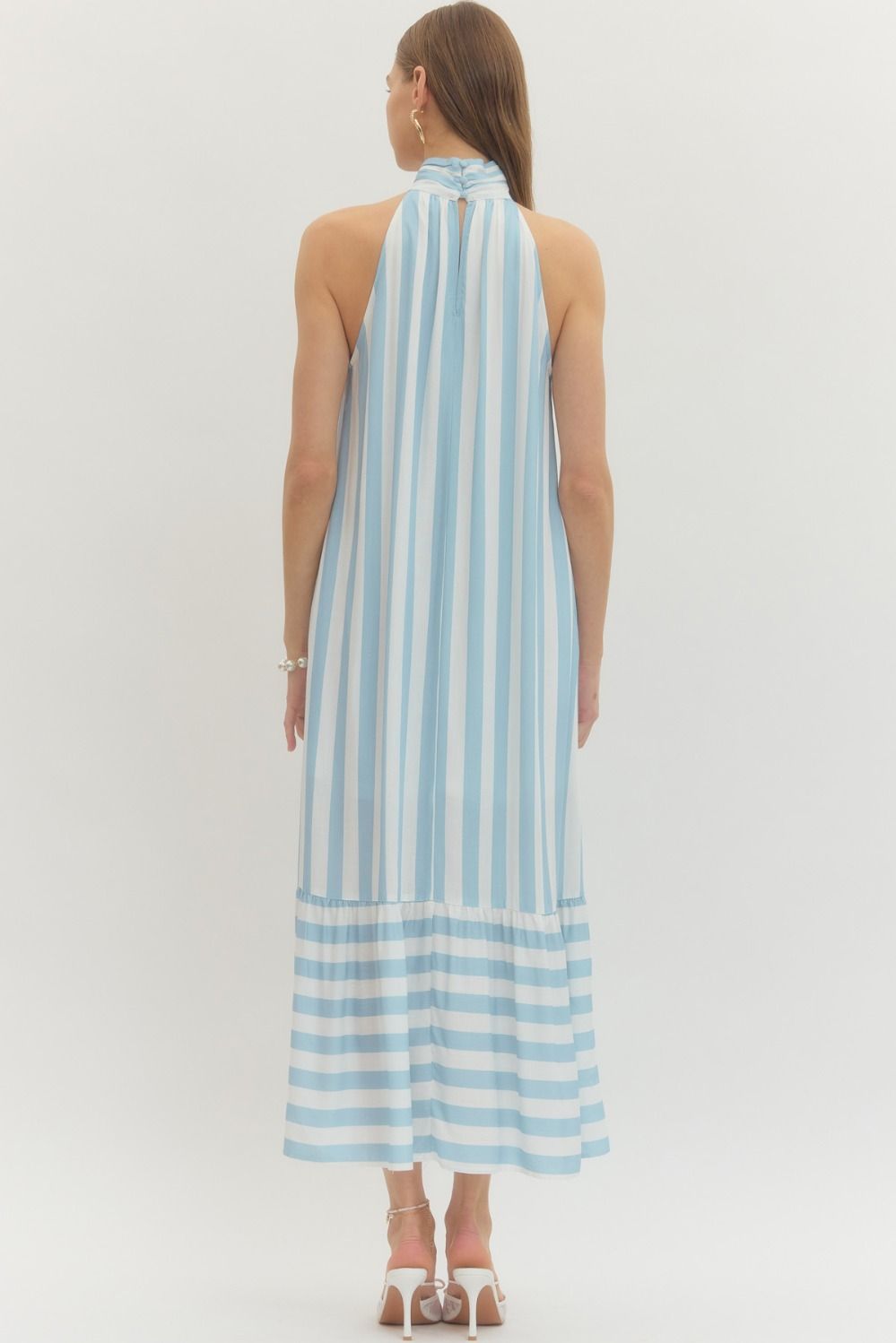 Delphi Stripe Halter Midi Dress