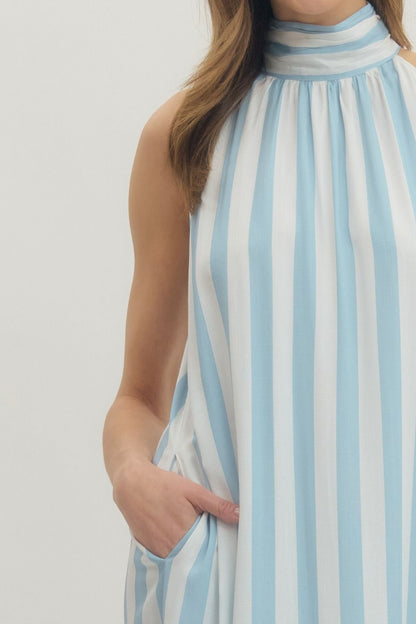 Delphi Stripe Halter Midi Dress