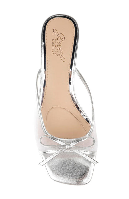 Silver Leather | Felisha Kitten Heel Slide Sandals Top