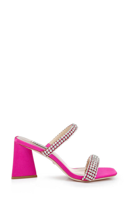 Fuchsia | Frankie Bejeweled Block Heel Slide