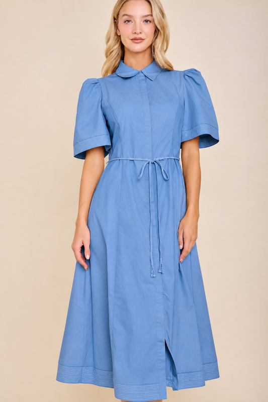 Evelyn Tie Waist Collar Dress