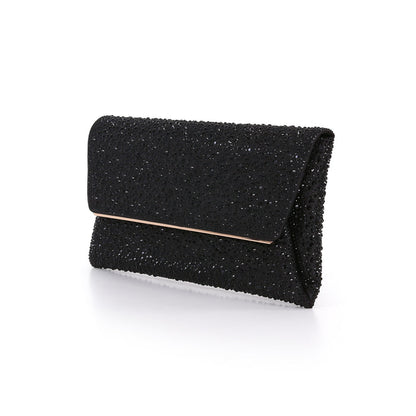 Black | Crystal Adorned Envelope Clutch Side