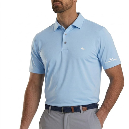 Katana Golf Mens Solid Polo - Blue