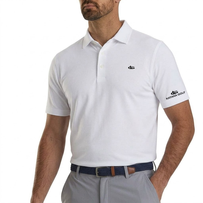 Katana Golf Mens Solid Polo - White