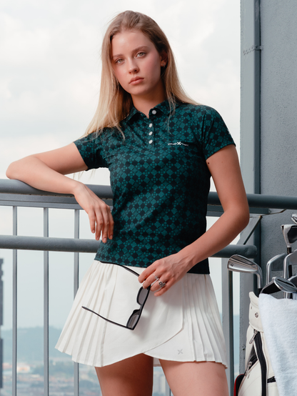 Kualesa Women's Batik Tribute Impact Polo - Ceplok Matah