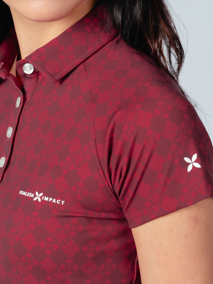 Kualesa Women's Batik Tribute Impact Polo - Ceplok Tumis
