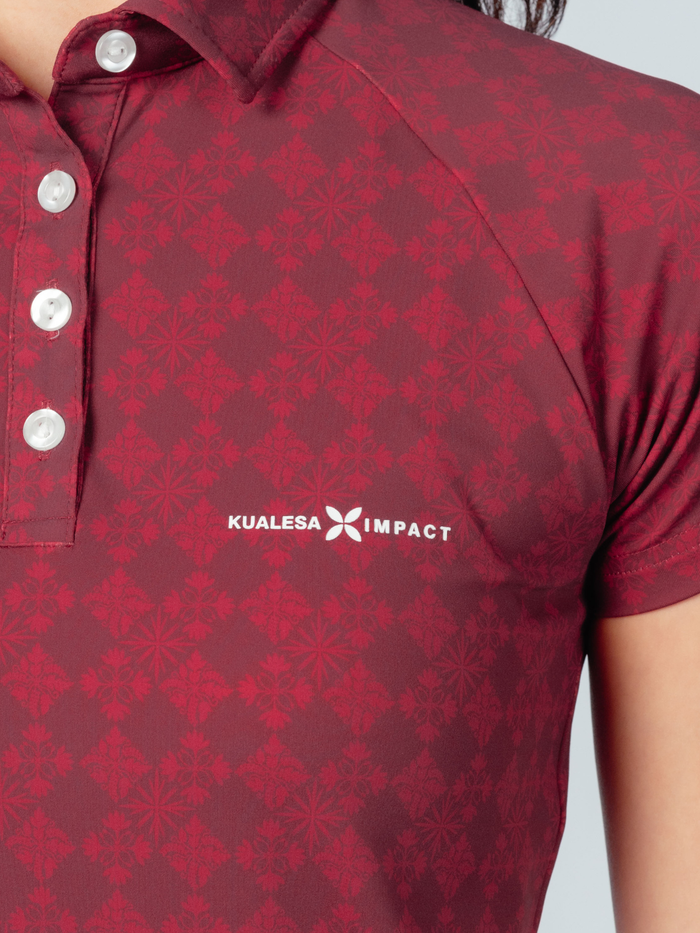 Kualesa Women's Batik Tribute Impact Polo - Ceplok Tumis