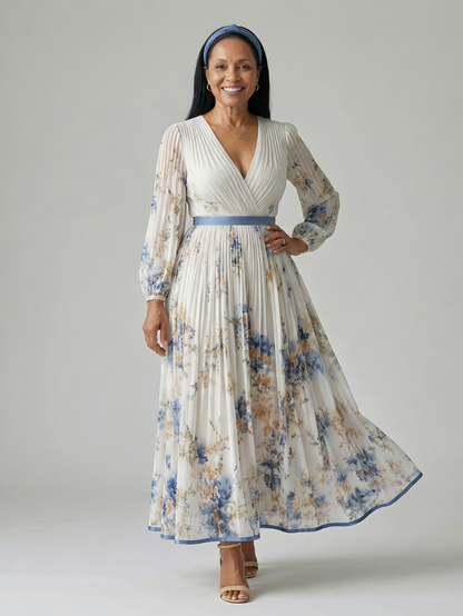 Rielle | Pleated Wrap Midi Dress
