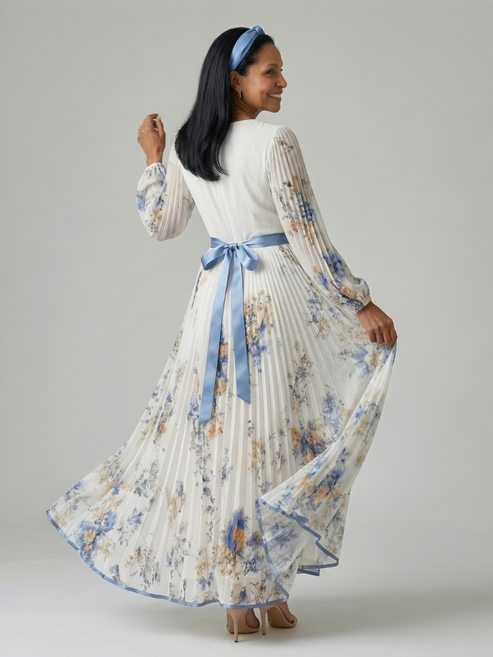 Rielle | Pleated Wrap Midi Dress