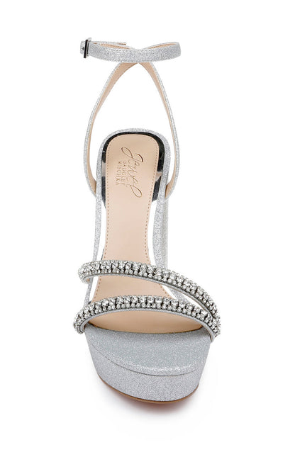 Silver | Rochel Platform Block Heel with Gemstone Embellished Straps