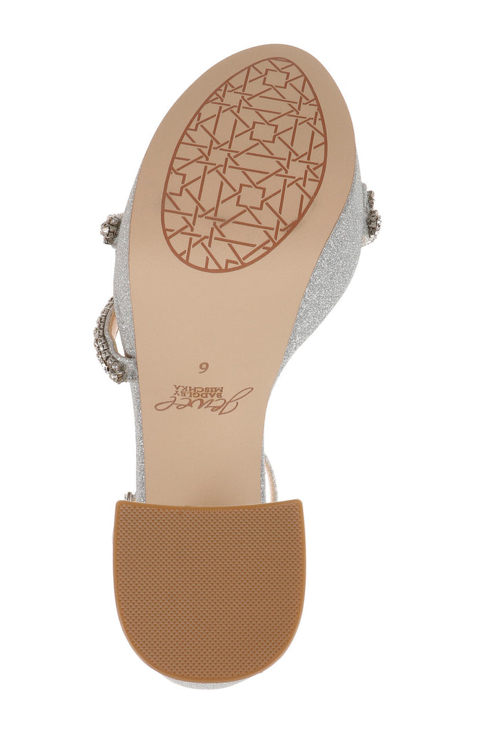 Silver | Rochel Platform Block Heel with Gemstone Embellished Straps