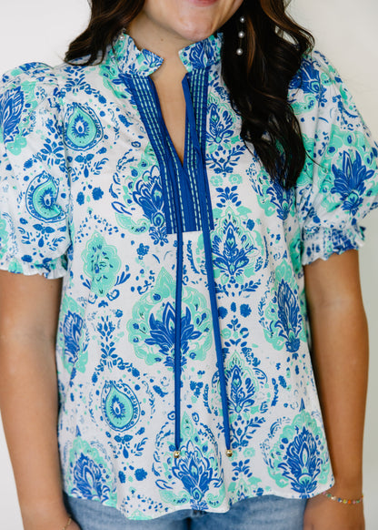Lauren Printed Puff Sleeve Blouse