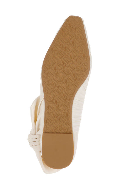 Ivory Fabric | Vayln Ruched Ballet Flats with Oversized Bow Sole