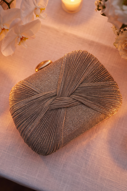Victoria Pleated Jacquard Minaudiere