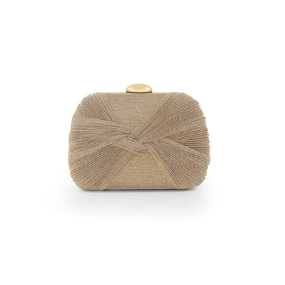 Gold | Jewel Pleated Sparkle Jacquard Twist Min Front